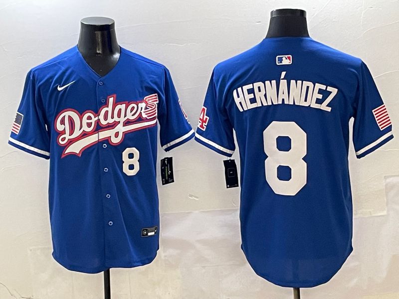 Men Los Angeles Dodgers #8 Hernandez Blue Second generation Joint Name Nike 2025 MLB Jersey style 3->los angeles dodgers->MLB Jersey